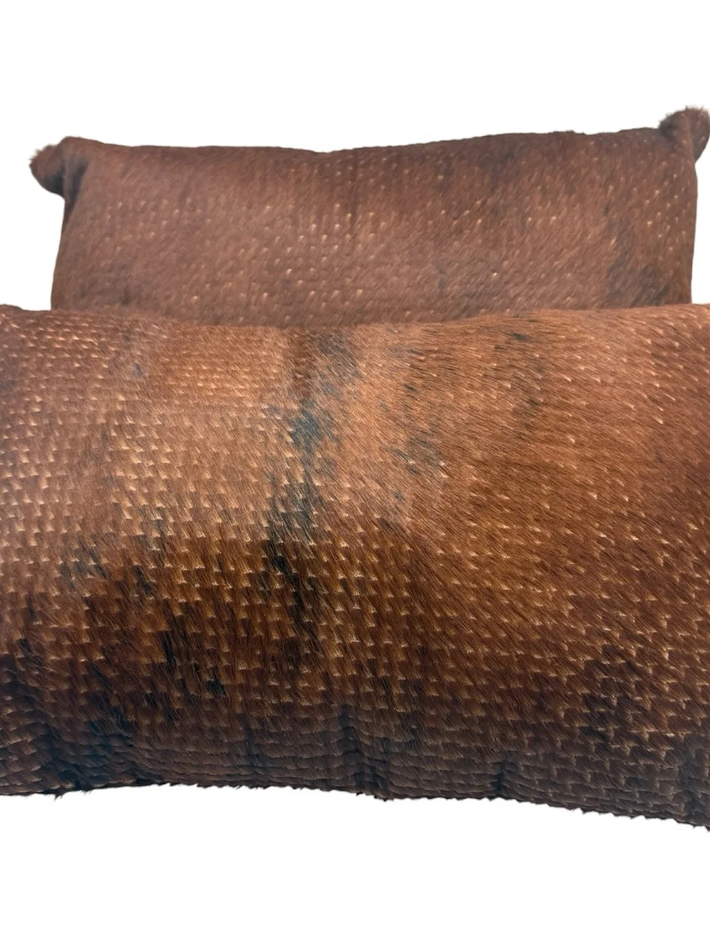 Four Hands Weldon Dark Brown Hair on Hide Cowhide Pillow Set Of 2 Showroom